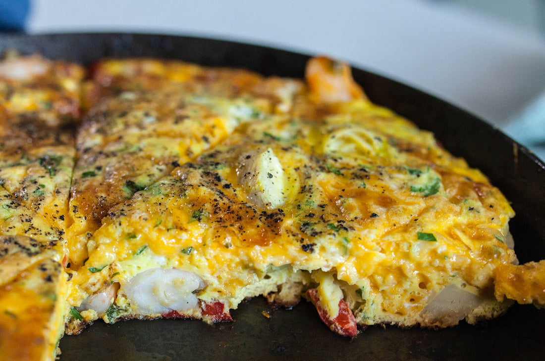 Shrimp and squid ring frittata