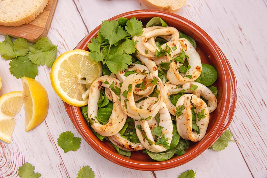 Grilled Squid Rings with Soy-Lemon Glaze